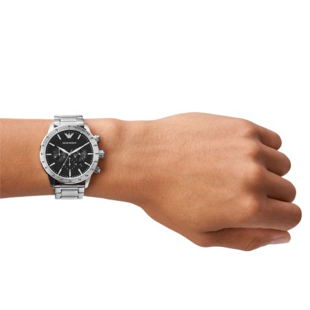 Montre homme chronographe emporio armani mario acier gris  – chronographes