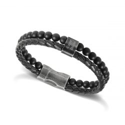 Bracelet homme cuir, argent, perle - bracelet homme tendance (12) - bracelets-homme - edora - 2