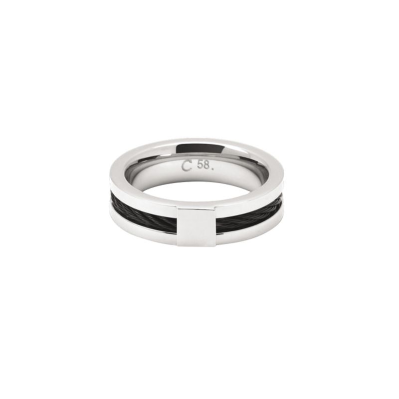 Bague homme cabestan rochet acier bicolore taille 62 - bague argent & or homme, bague homme - - bagues-homme - edora