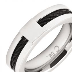 Bague homme cabestan rochet acier bicolore taille 62 - bague argent & or homme, bague homme - - bagues-homme - edora - 2