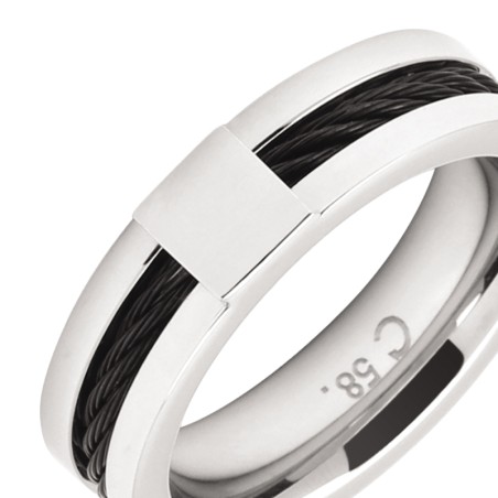 Bague homme cabestan rochet acier bicolore taille 62 – bagues homme