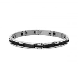 Bracelet homme magnum rochet acier argenté et polyurethane noir - bracelets-homme - edora - 0