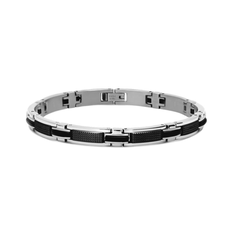 Black Leather Bracelet with Natural Round Stones for Men – AKROCHIC