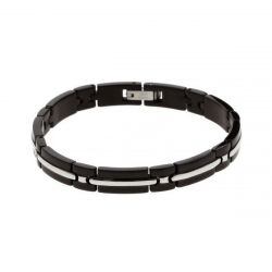 Bracelet homme trinidad  rochet acier argenté et noir - bracelets-homme - edora - 0