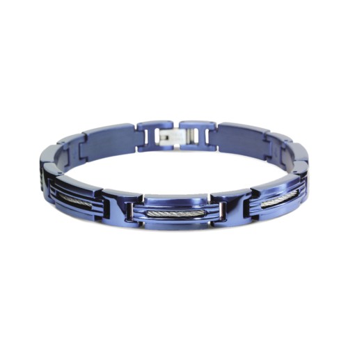 bracelet homme Marina  ROCHET Acier argenté et bleu