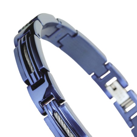 Bracelet homme marina  rochet acier argenté et bleu – bracelets homme