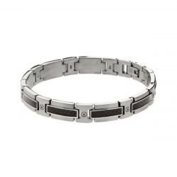 Bracelet homme rochet acier argente et carbone - bracelets-homme - edora - 0