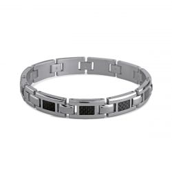 Bracelet homme mercury rochet acier argenté et carbone - bracelets-homme - edora - 0