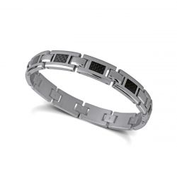 Bracelet homme mercury rochet acier argenté et carbone - bracelets-homme - edora - 1