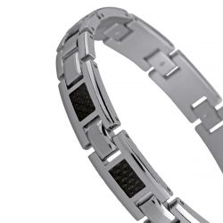 Bracelet homme mercury rochet acier argenté et carbone - bracelets-homme - edora - 2