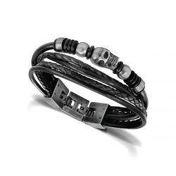 Bracelet homme cuir, argent, perle - bracelet homme tendance (5) - bracelets-homme - edora - 2