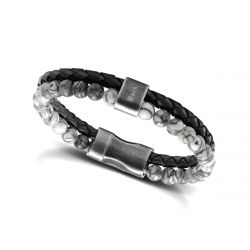 Bracelet homme cuir, argent, perle - bracelet homme tendance (12) - bracelets-homme - edora - 2