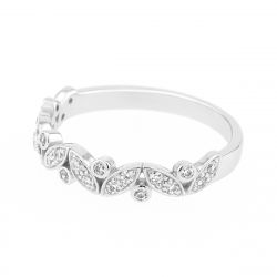 Bague femme alliance or 750/1000 blanc et diamants - alliances - edora - 1
