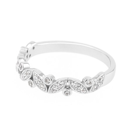 Bague Femme Alliance OR 750/1000 blanc et diamants 