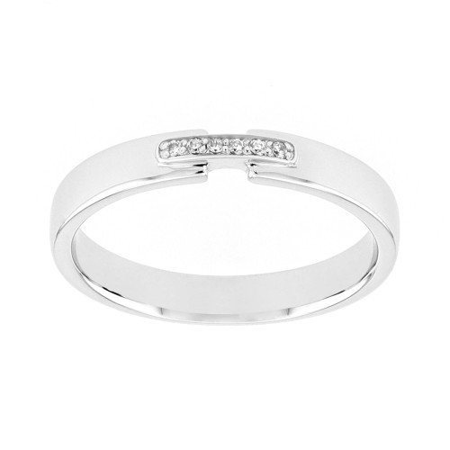 Bague Femme Alliance OR 750/1000 blanc et diamants 