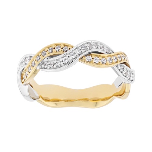 Bague Femme Alliance OR 750/1000 bicolore et diamants 