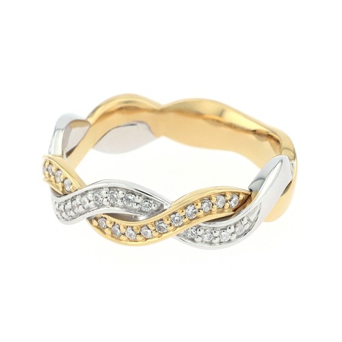 Bague Femme Alliance OR 750/1000 bicolore et diamants 