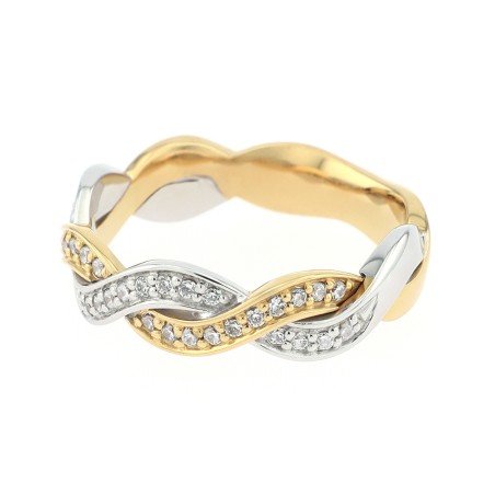 Bague Femme Alliance OR 750/1000 bicolore et diamants 