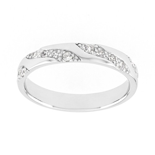 Bague Femme Alliance OR 750/1000 blanc et diamants 