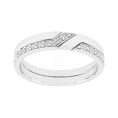 Bague Femme Alliance OR 750/1000 blanc et diamants 