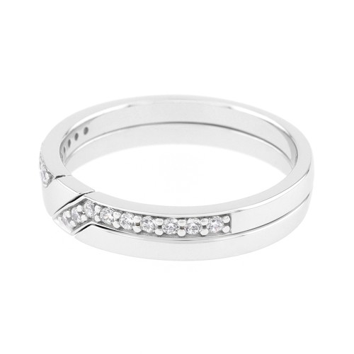 Bague Femme Alliance OR 750/1000 blanc et diamants 