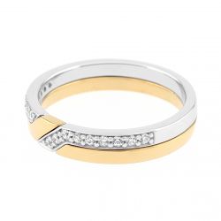 Bague femme alliance or 750/1000 bicolore et diamants - alliances - edora - 1