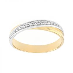 Bague femme alliance or 750/1000 bicolore et diamants - alliances - edora - 0