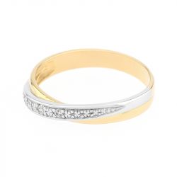 Bague femme alliance or 750/1000 bicolore et diamants - alliances - edora - 1