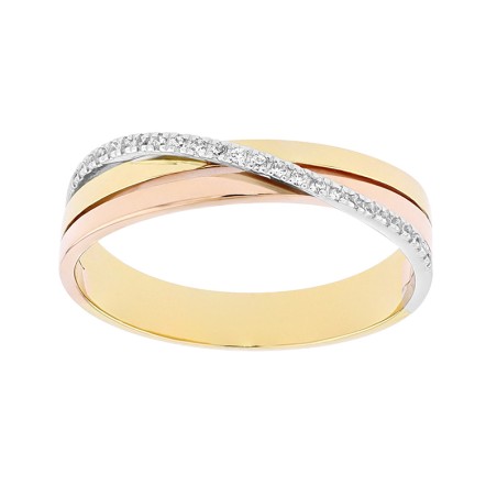 Bague femme alliance 3 ors 750/1000 et diamants edo3c169tb2.750mil – bagues de mariage