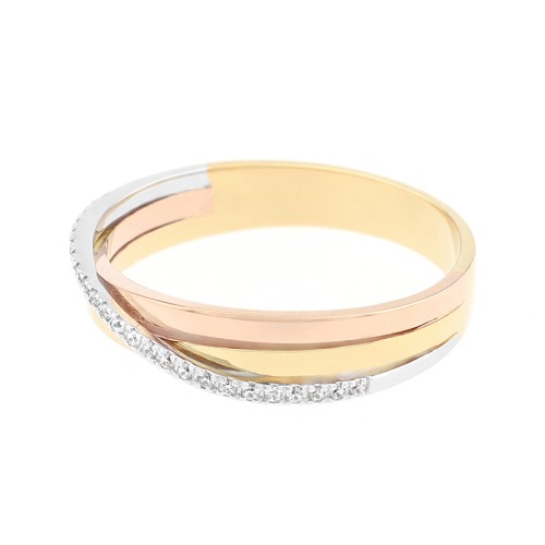 Bague Femme Alliance 3 ORS 750/1000 et diamants 