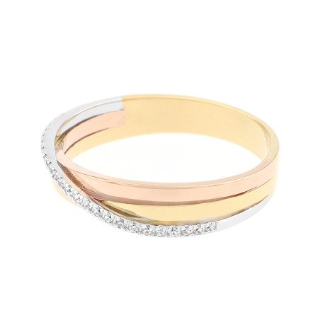 Bague Femme Alliance 3 ORS 750/1000 et diamants 