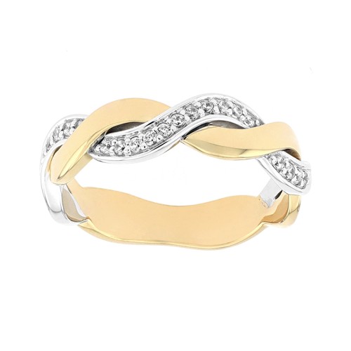 Bague Femme Alliance OR 750/1000 bicolore et diamants 