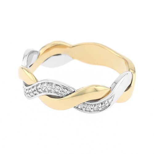 Bague Femme Alliance OR 750/1000 bicolore et diamants 