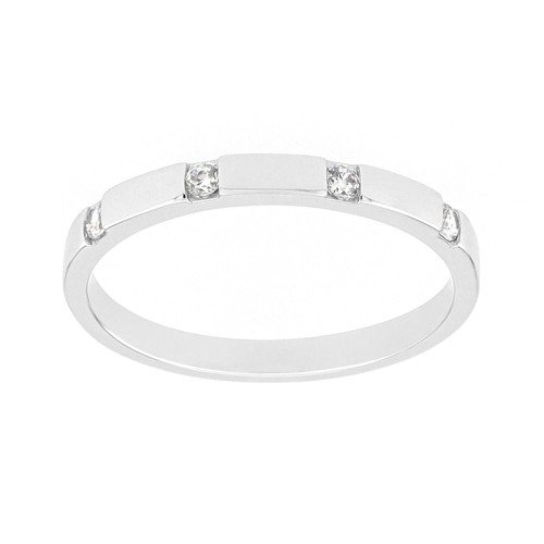 Bague Femme Alliance OR 750/1000 blanc et diamants 