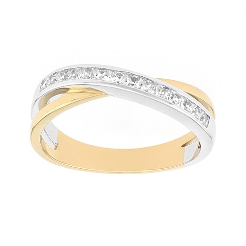 Bague Femme Alliance OR 750/1000 bicolore et diamants