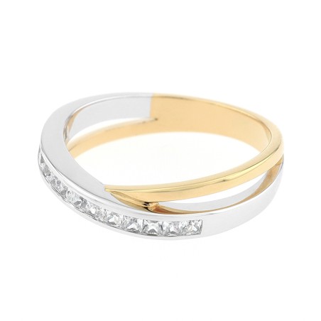 Bague Femme Alliance OR 750/1000 bicolore et diamants