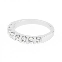 Bague femme alliance or 750/1000 blanc et diamants - alliances - edora - 1