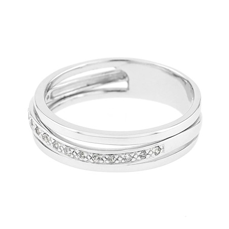 Bague Femme Alliance OR 750/1000 blanc et diamants 