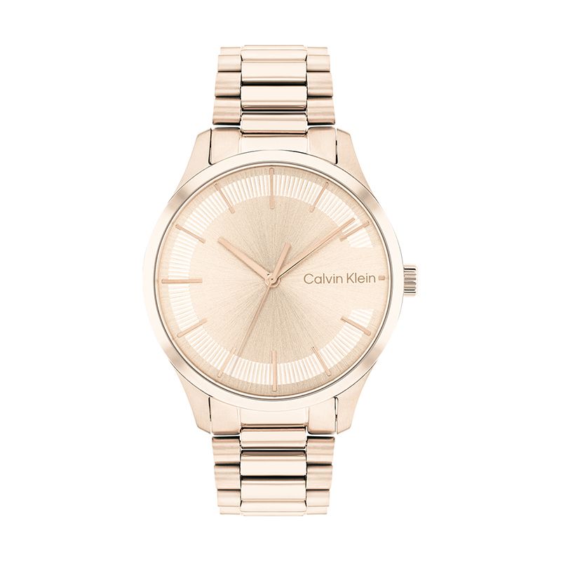 Montre femme calvin klein iconic bracelet acier doré rose - montres-femme - edora