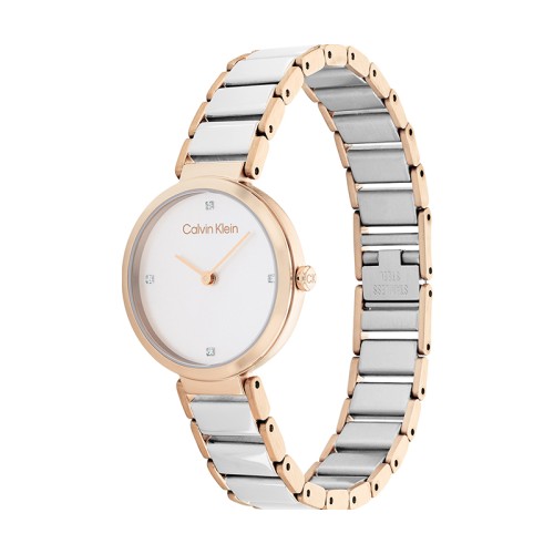 montre femme CALVIN KLEIN MINIMALISTIC T BAR acier bicolore