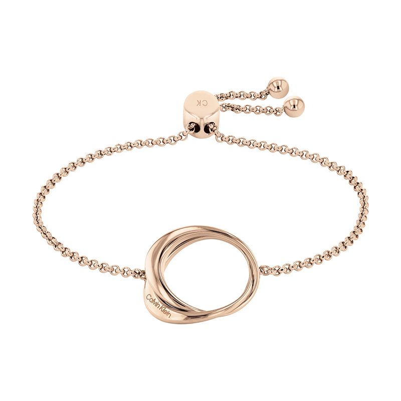 Bracelet femme calvin klein warped rings acier doré rose - bracelets-femme - edora
