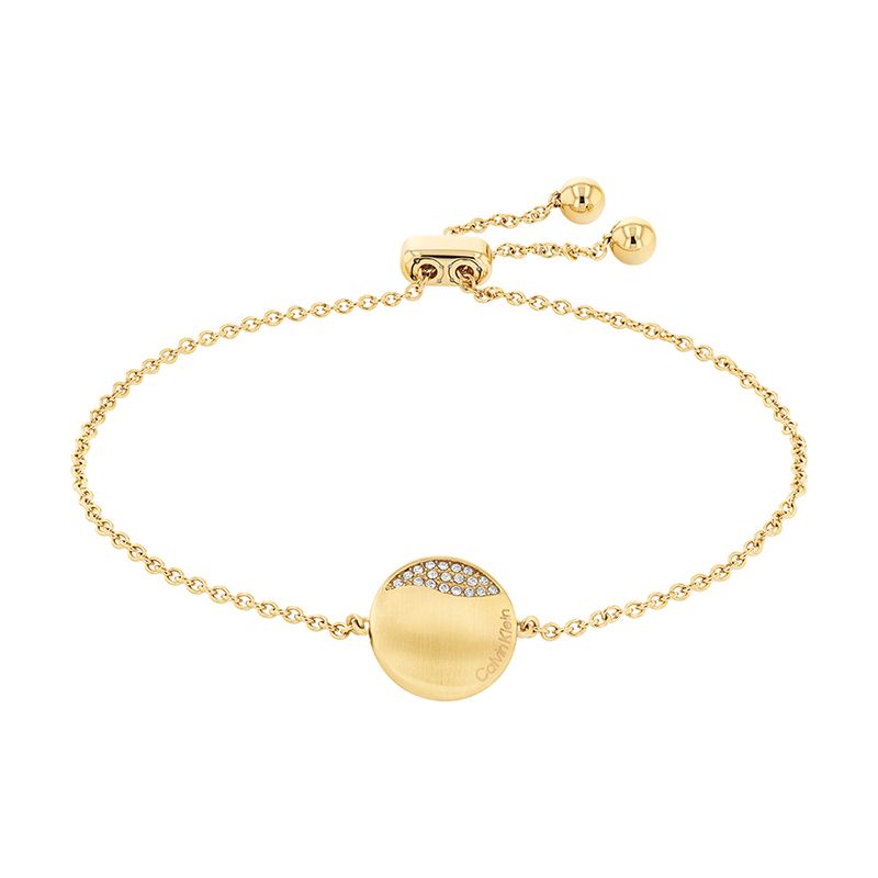 Bracelet femme calvin klein minimal circular acier doré et cristaux - bracelets-femme - edora