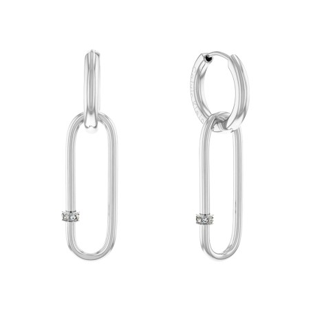 Boucles d'oreilles femme pendantes CALVIN KLEIN ELONGATED OVAL acier argenté et cristaux