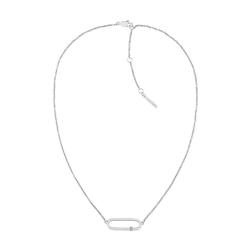 Collier femme calvin klein elongated oval acier argenté - colliers