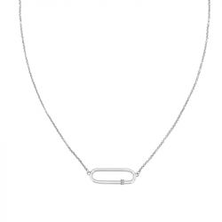 Collier femme calvin klein elongated oval acier argenté - colliers-femme - edora - 1