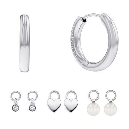 Boucles d'oreilles femme créoles calvin klein huggie acier argenté  – créoles