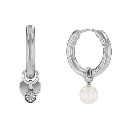 Boucles d'oreilles femme créoles CALVIN KLEIN HUGGIE acier argenté 