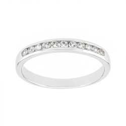 Bague femme alliance serti rail or 750/1000 blanc et diamants - alliances - edora - 0