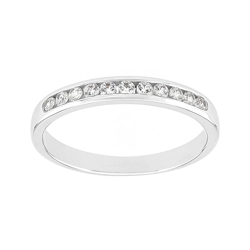 Bague femme alliance serti rail or 750/1000 blanc et diamants - alliances - edora