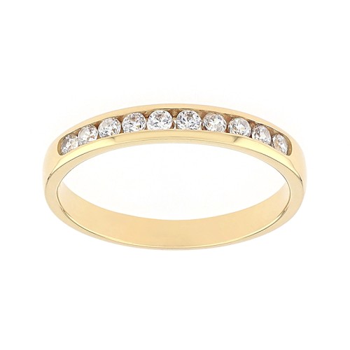 Bague Femme Alliance serti rail OR 750/1000 jaune et diamants 
